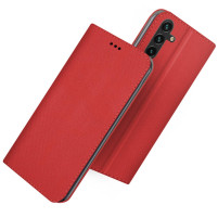 Кожен калъф тефтер и стойка Magnetic FLEXI Book Style за Samsung Galaxy A14 5G SM-A146B червен 